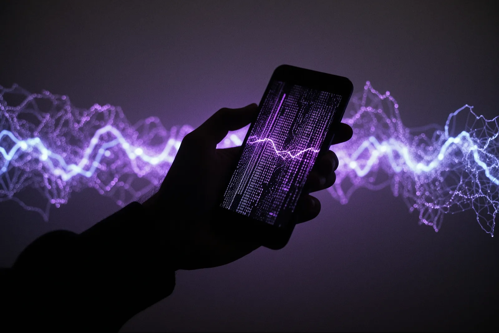A smartphone displaying an AI assistant with a latency prediction graph.