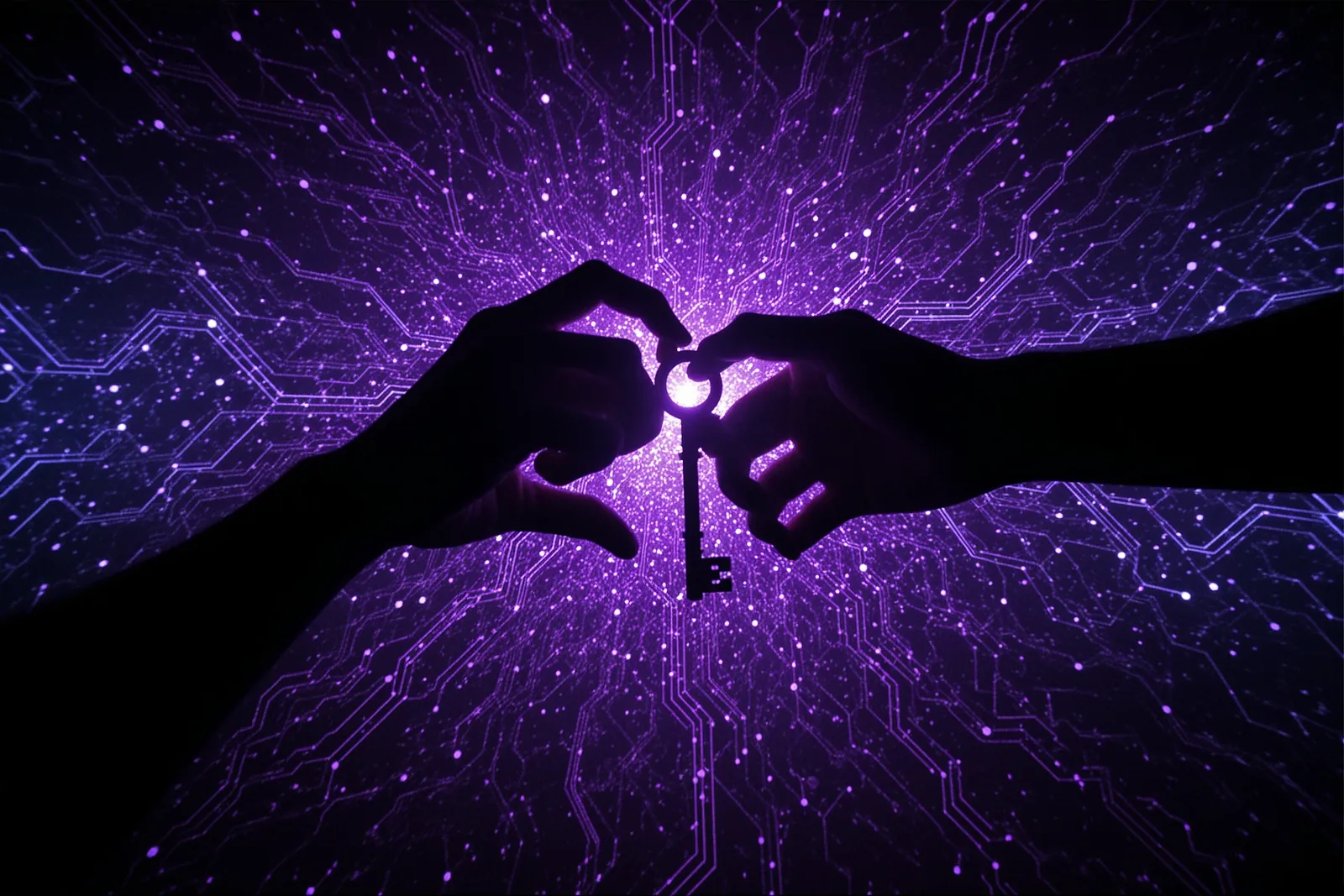 A group of tech executives shaking hands in a conference room.