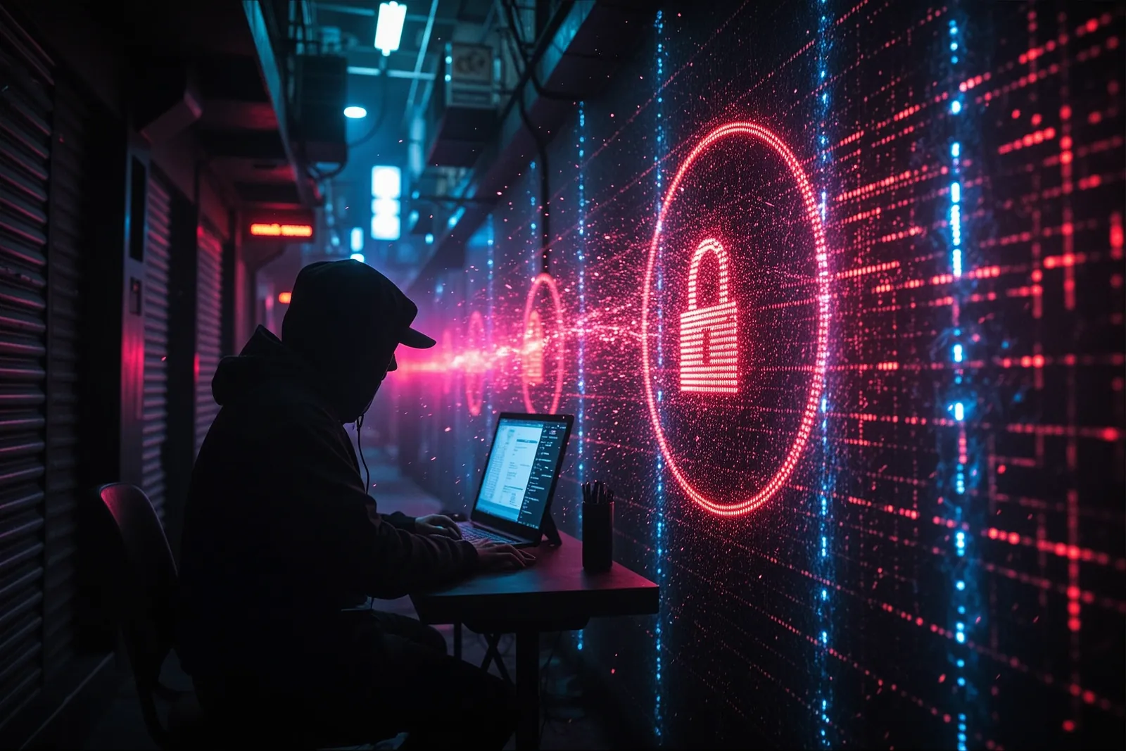 A computer screen displaying a security breach alert.
