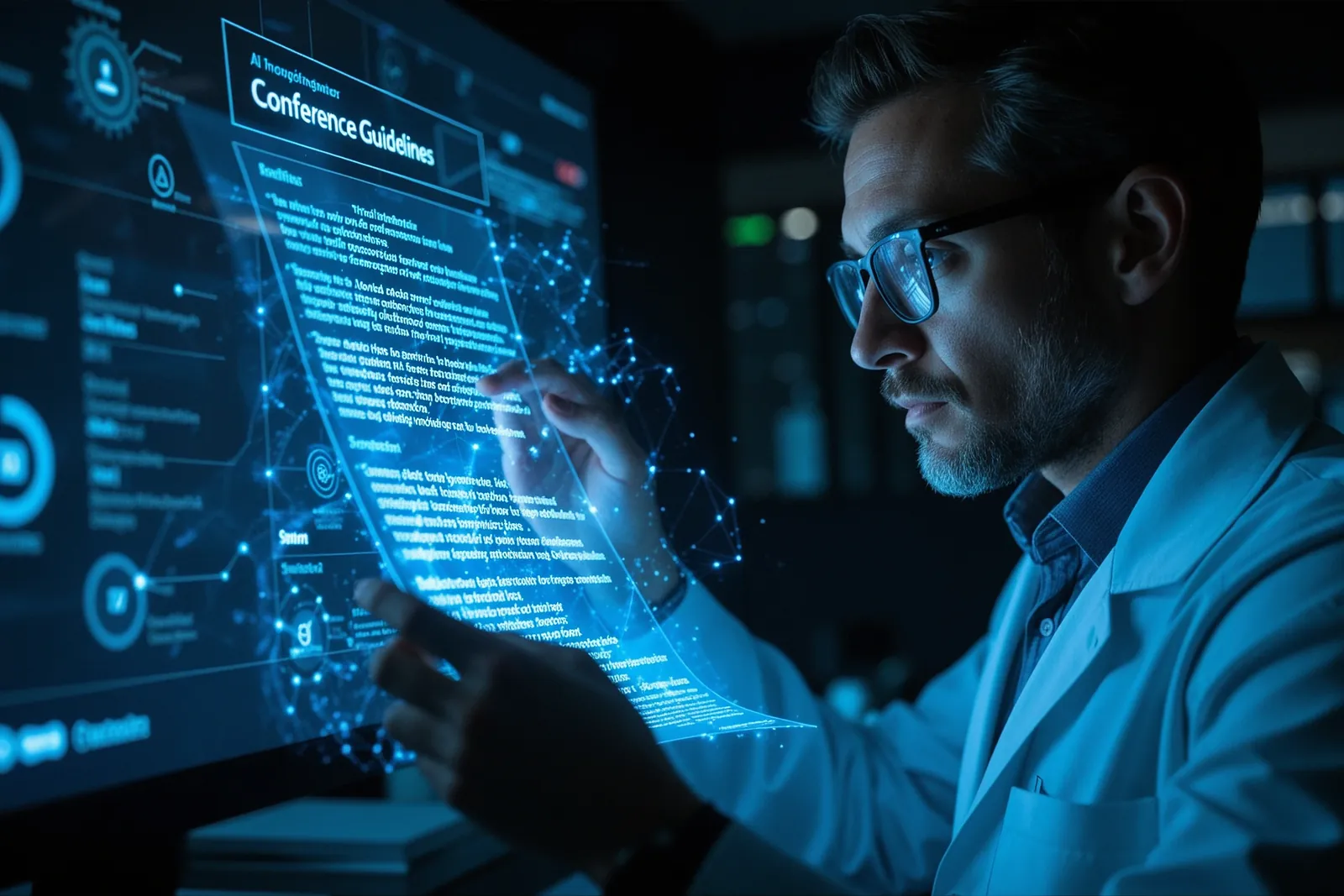 A researcher reviewing a scientific paper on a computer screen.