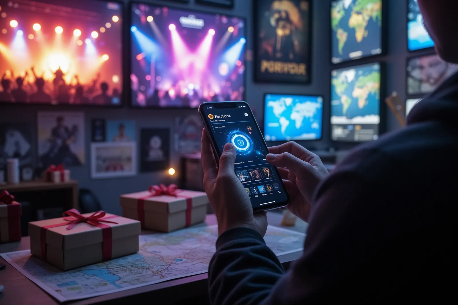 A person using a smartphone to search for concert tickets with Google's AI Mode.
