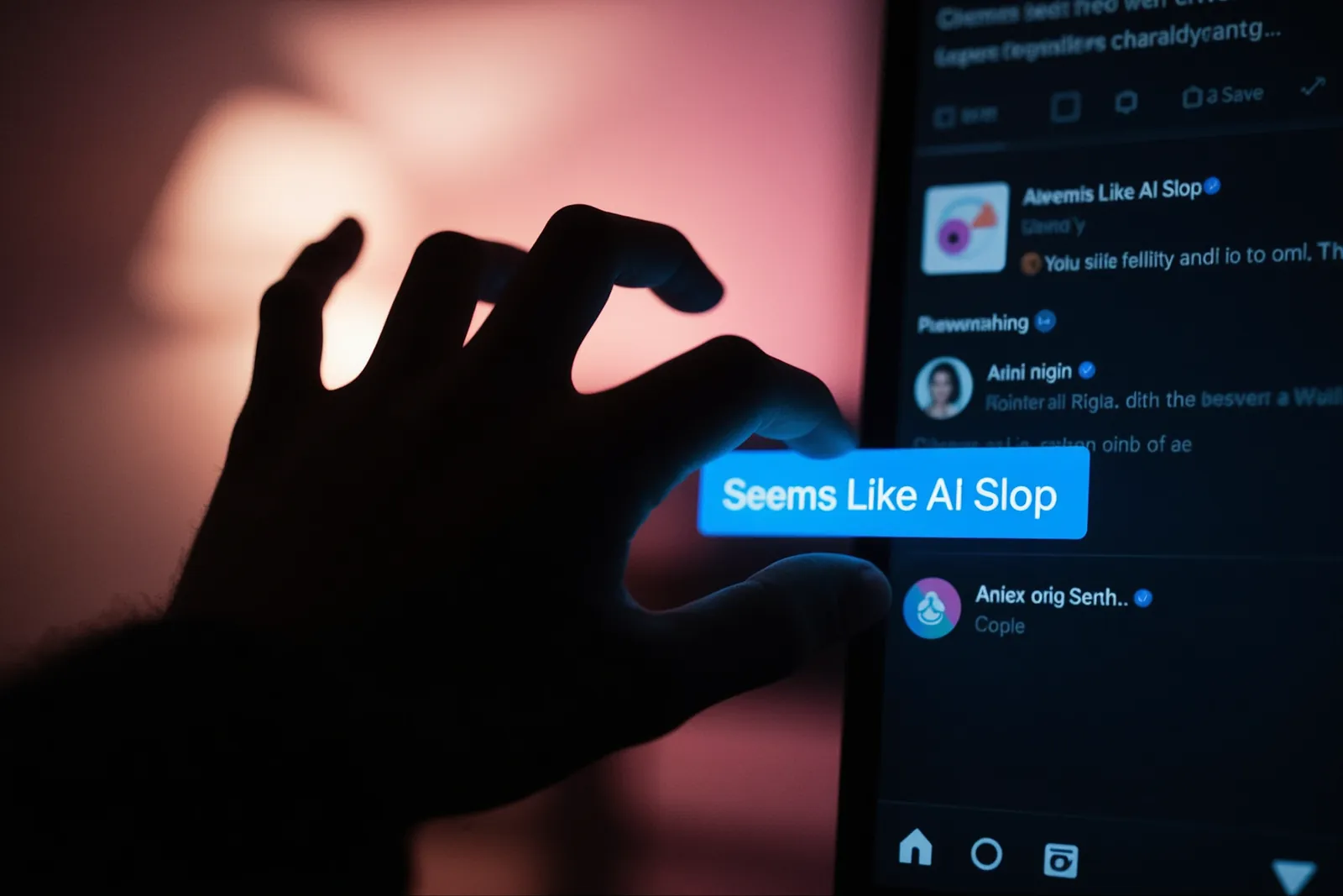 A screenshot of LinkedIn's new 'Seems like AI slop' button interface.