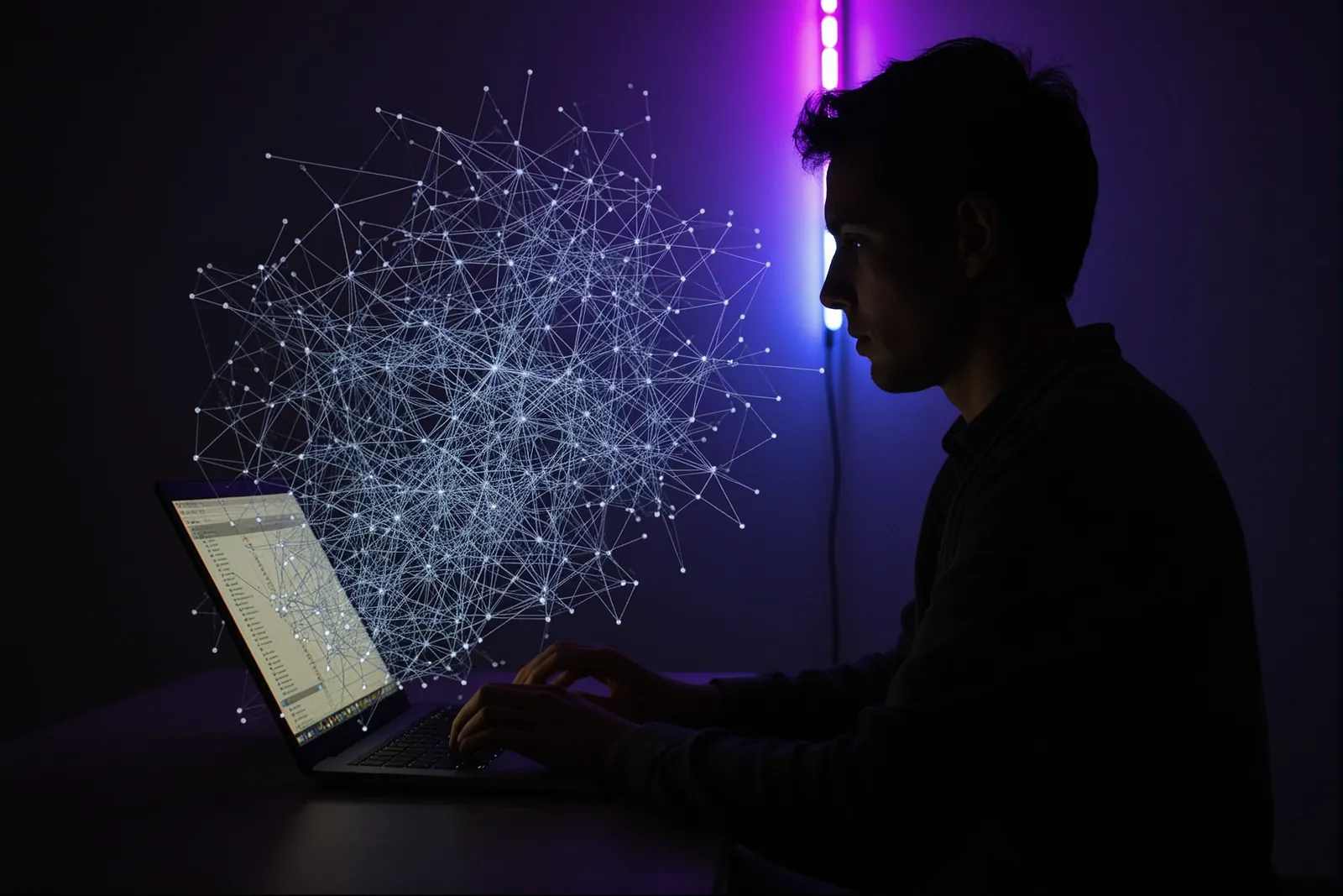 A high-end GPU with a glowing blue light, representing advanced AI training.