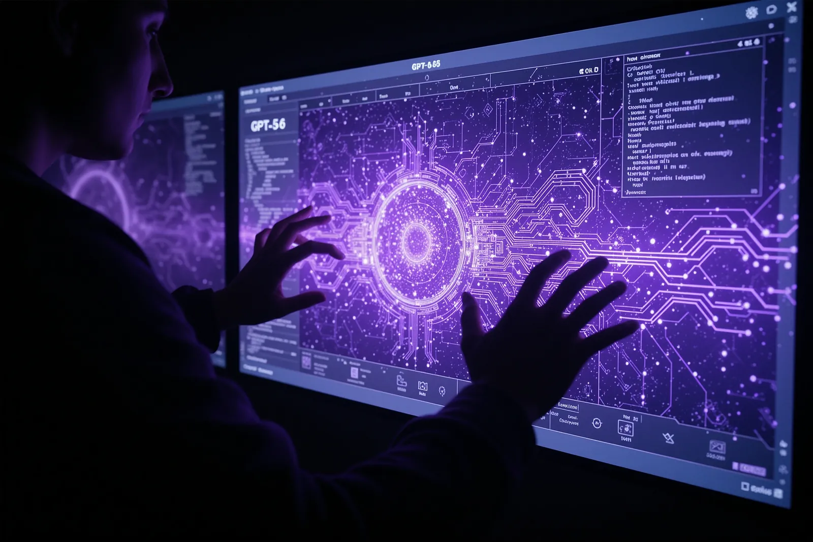 A person typing code on a computer screen with Replit's interface visible.