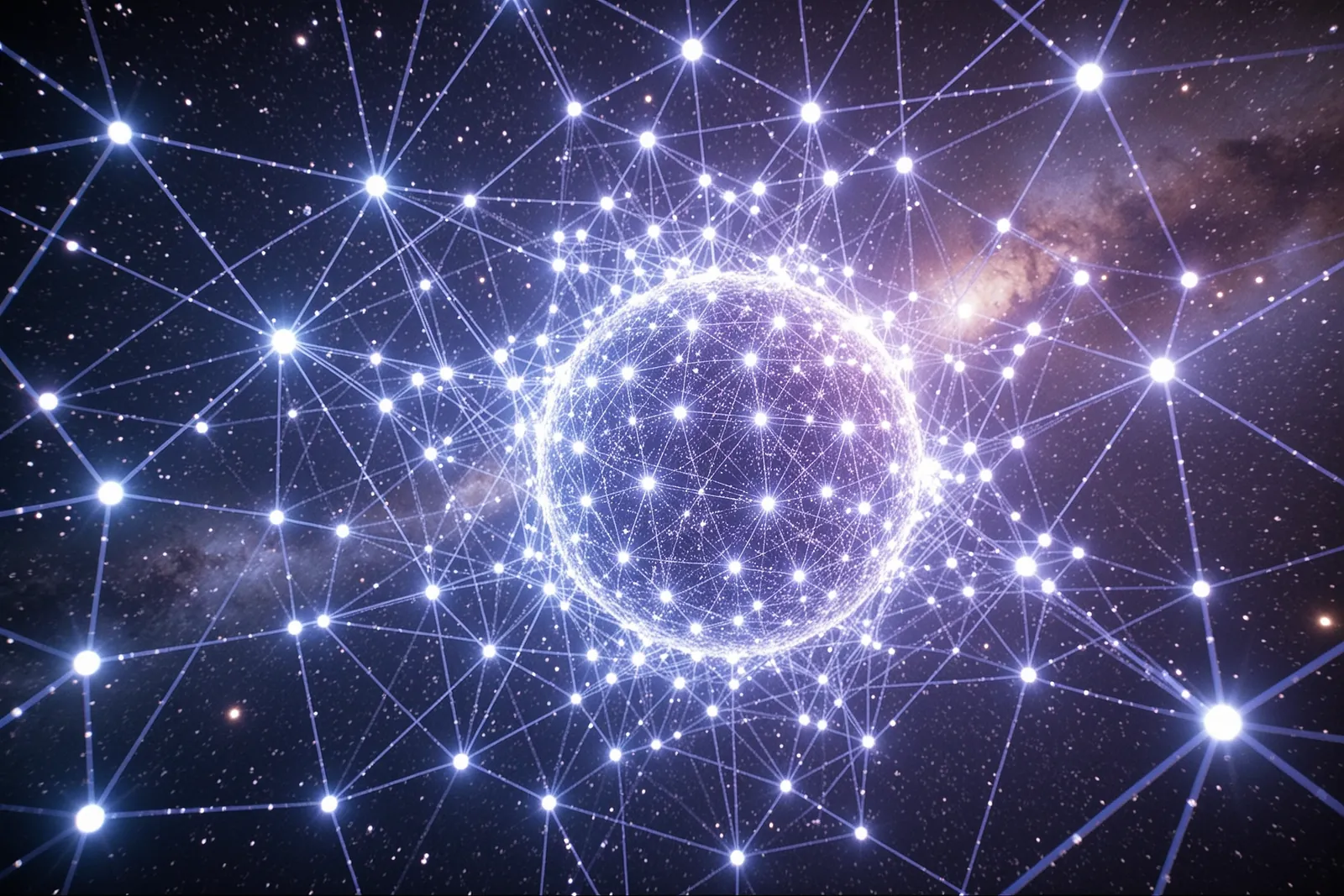 A complex network diagram representing an AI agent's evolving state.