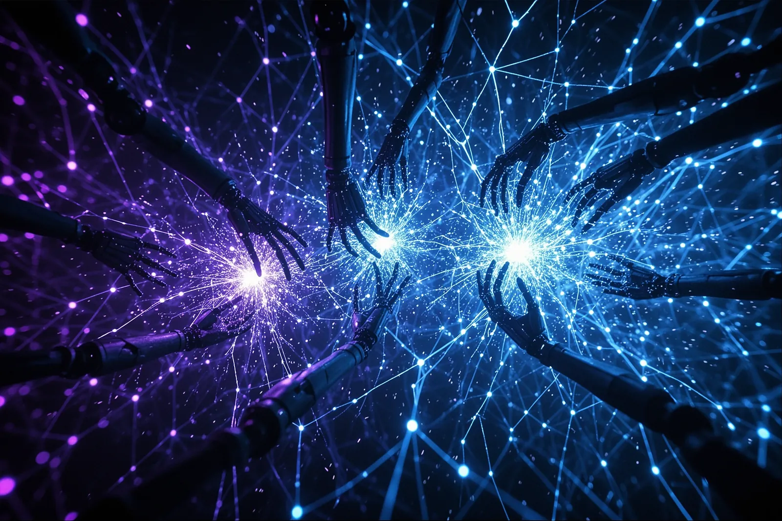 A diagram showing multiple AI agents interacting with shared data.