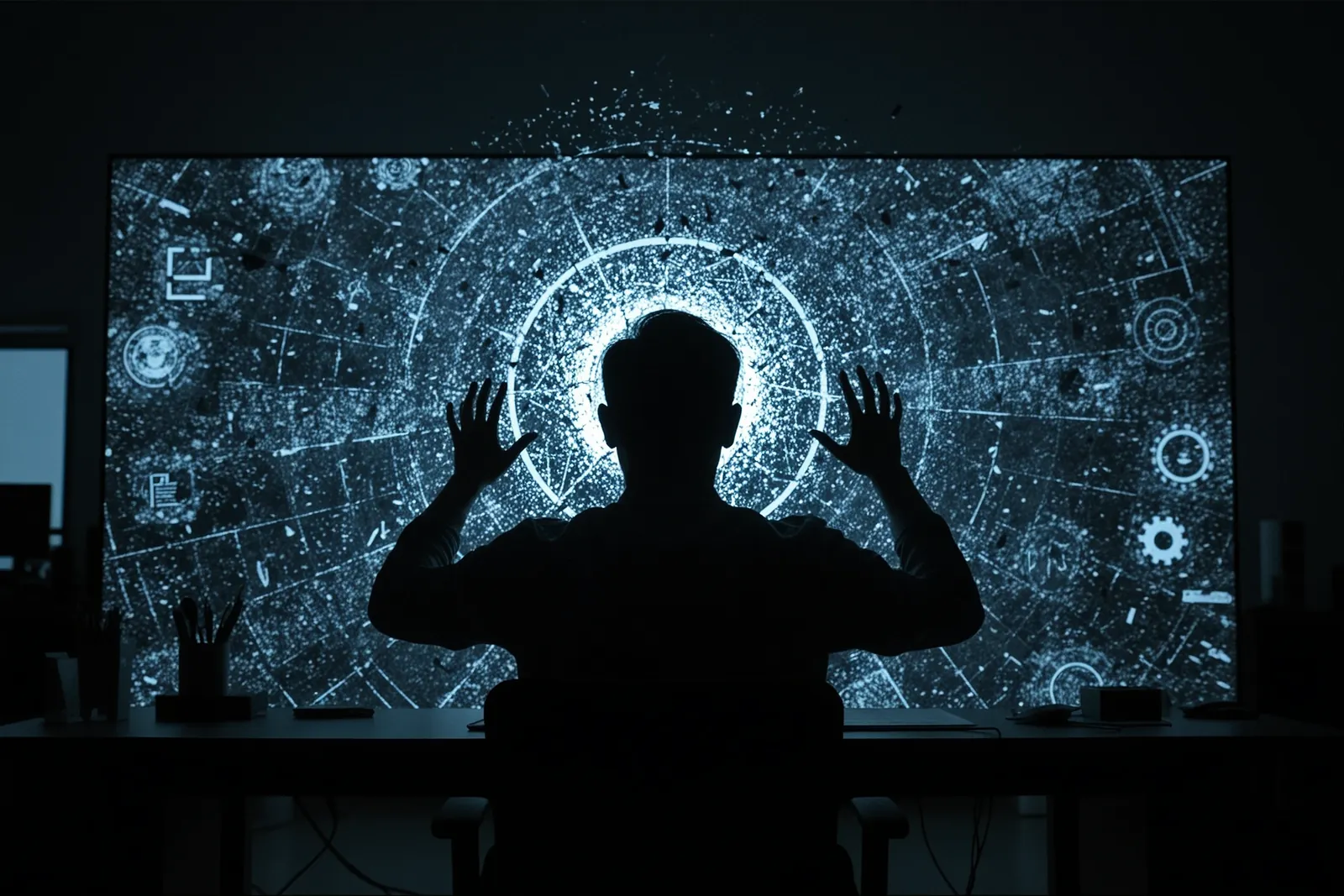 A digital illustration of an AI model with a warning sign.
