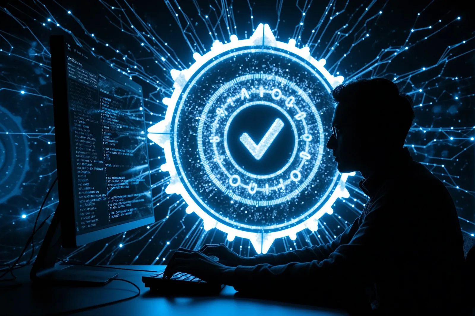 A person reviewing logs on a computer screen.