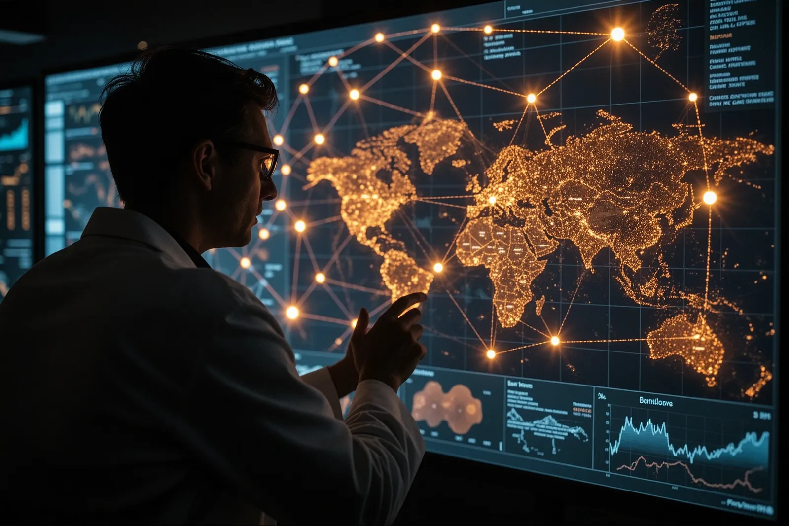 A researcher analyzing climate data on a computer screen.