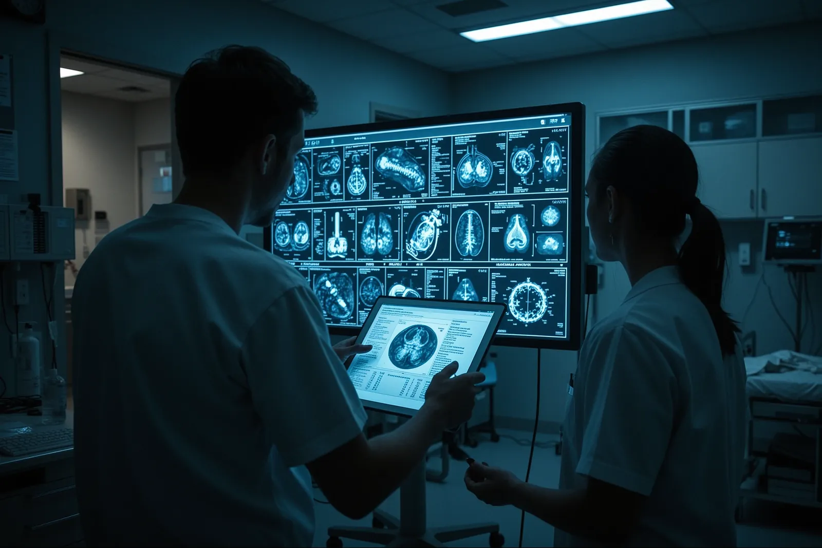 A virtual simulation of an emergency room with AI agents managing patient care.