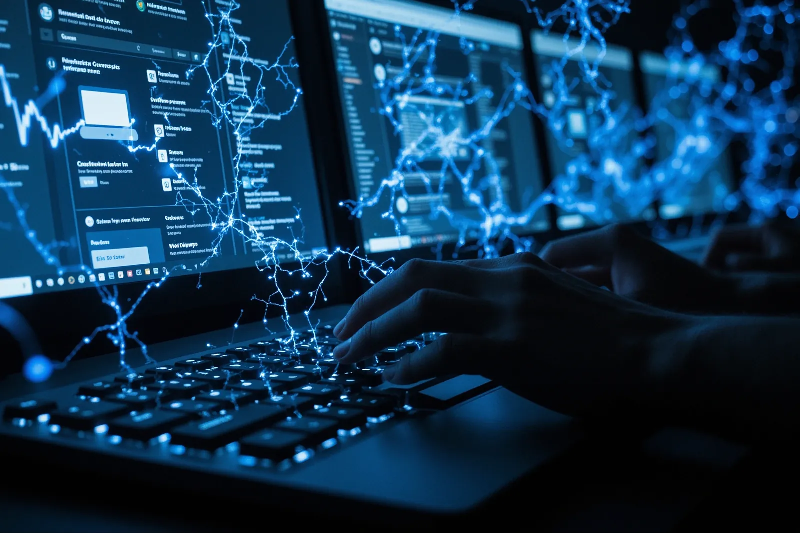A user interacting with a web application, with an AI agent mimicking their behavior.