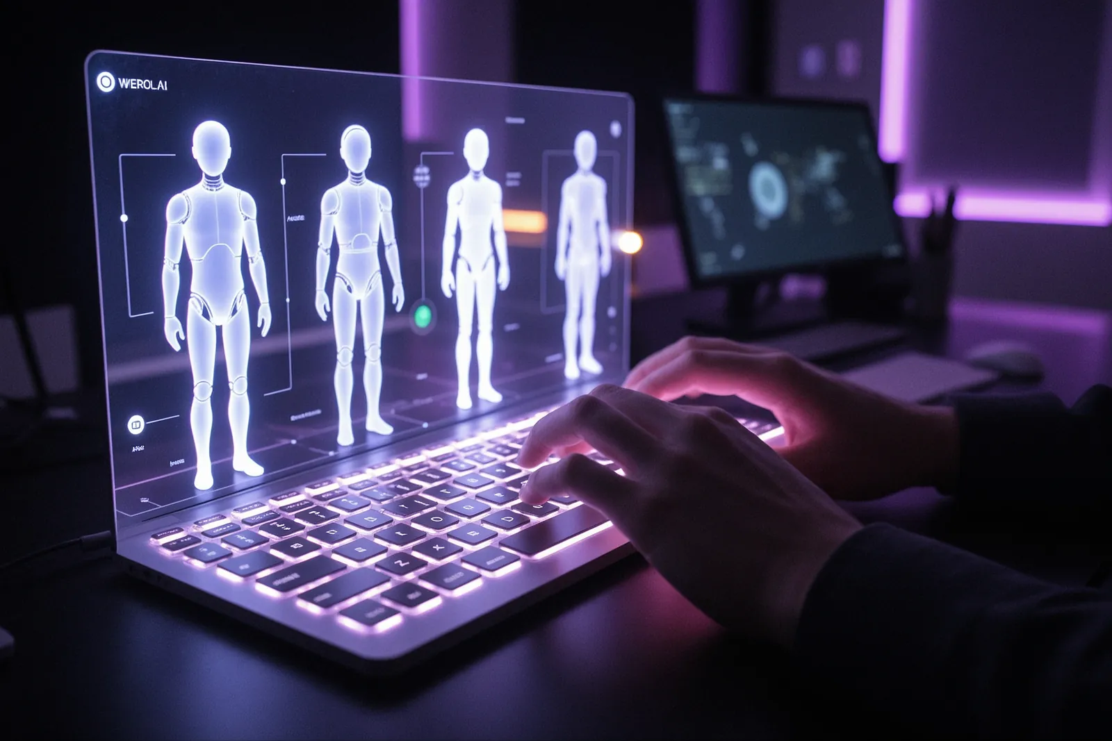A team collaborating with AI agents on a digital workspace.