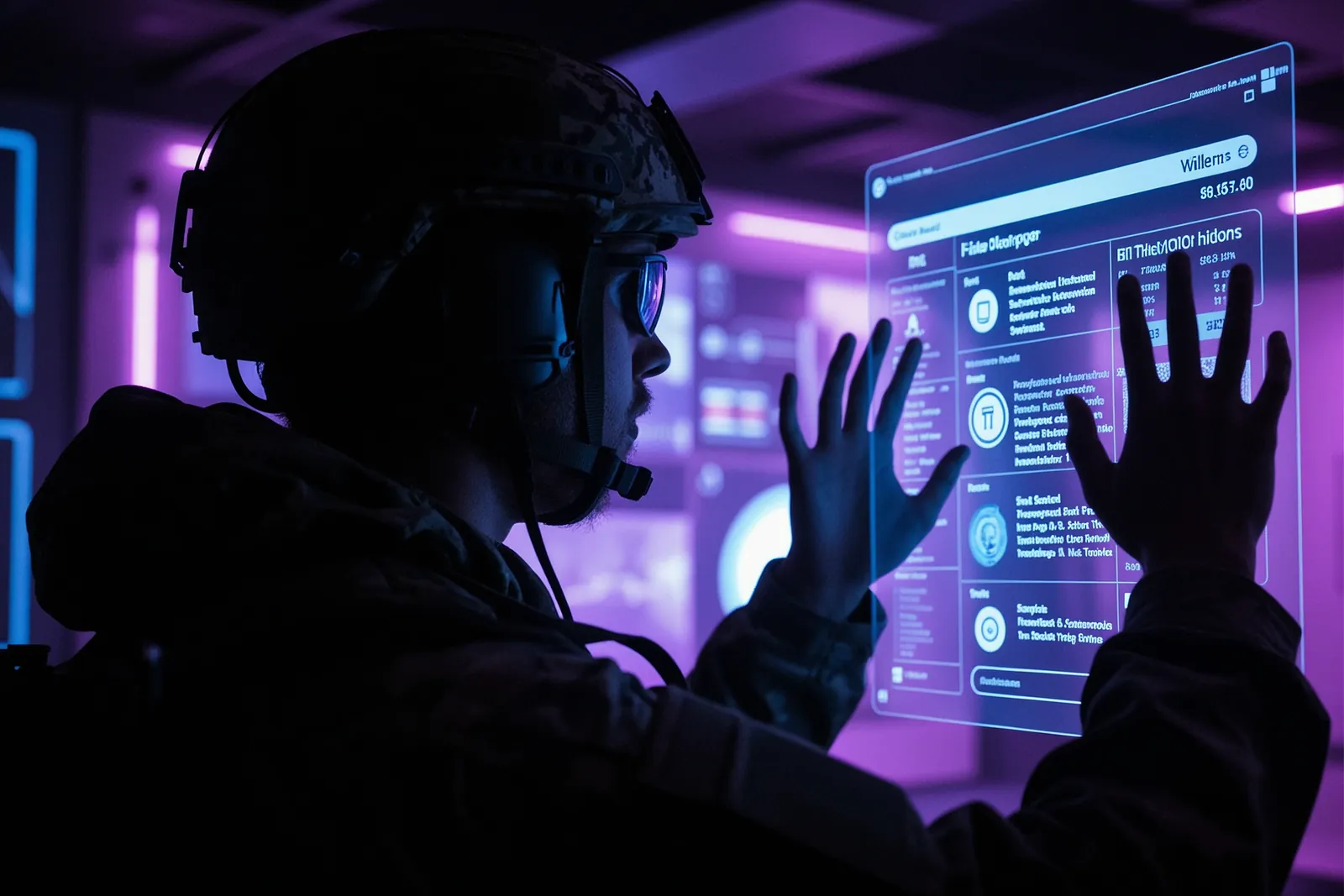 A military control room with screens displaying false AI-generated data.