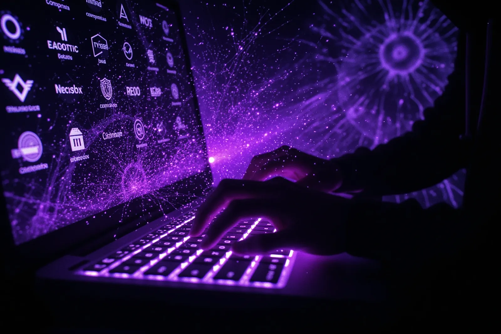 A digital illustration of a hacked computer screen with the Gemini AI logo in the background.