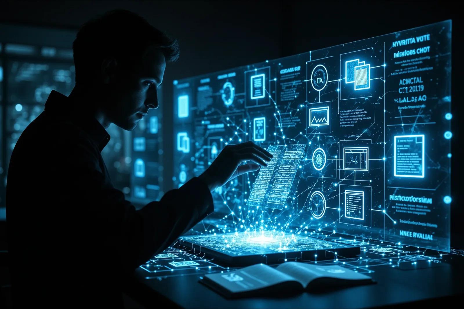 A digital interface showing AI agents accessing and using company documents.