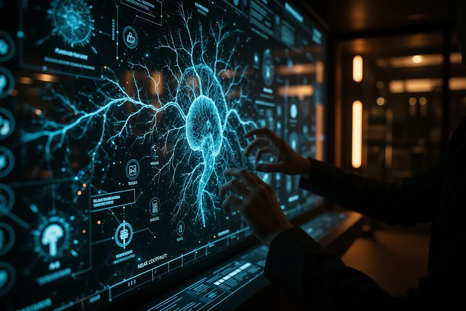 A close-up of a futuristic AI interface with the Gemini logo prominently displayed.