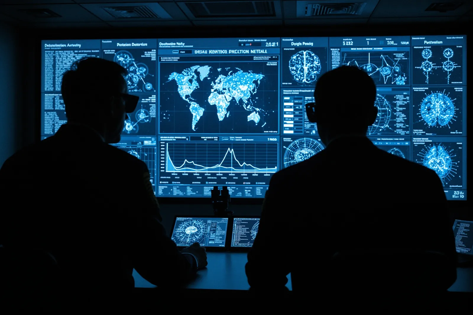 A digital illustration of a person being scanned by an AI system.