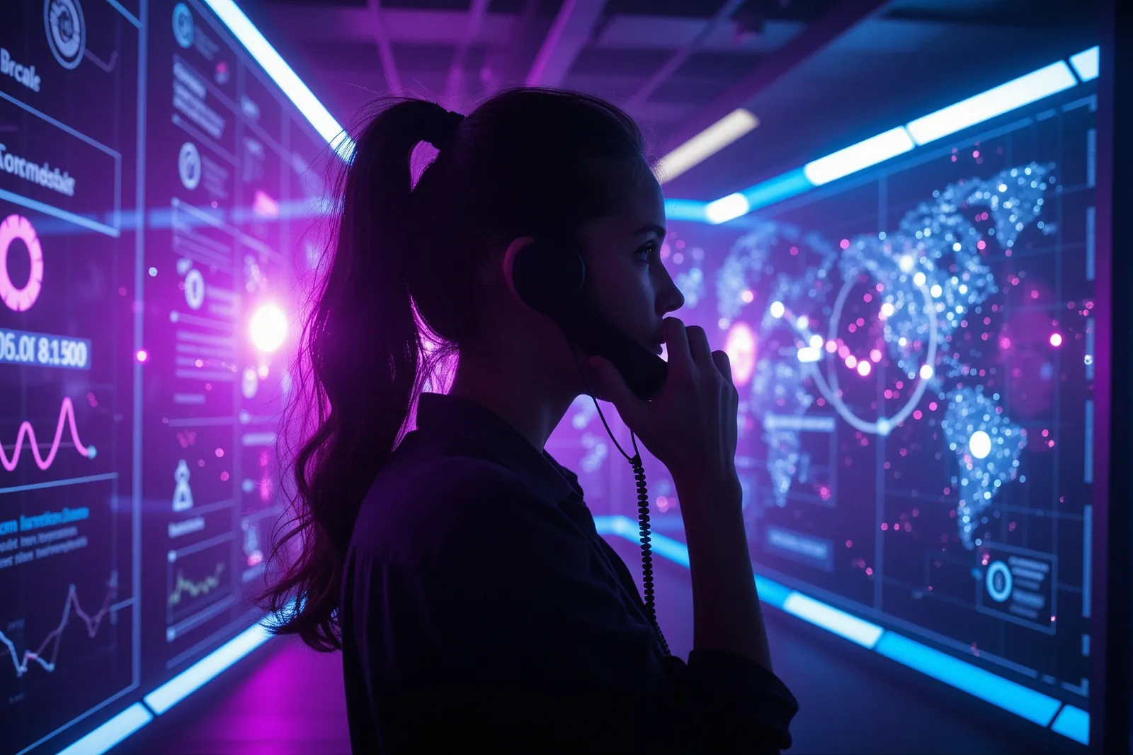 A customer service agent interacting with an AI interface on a computer screen.