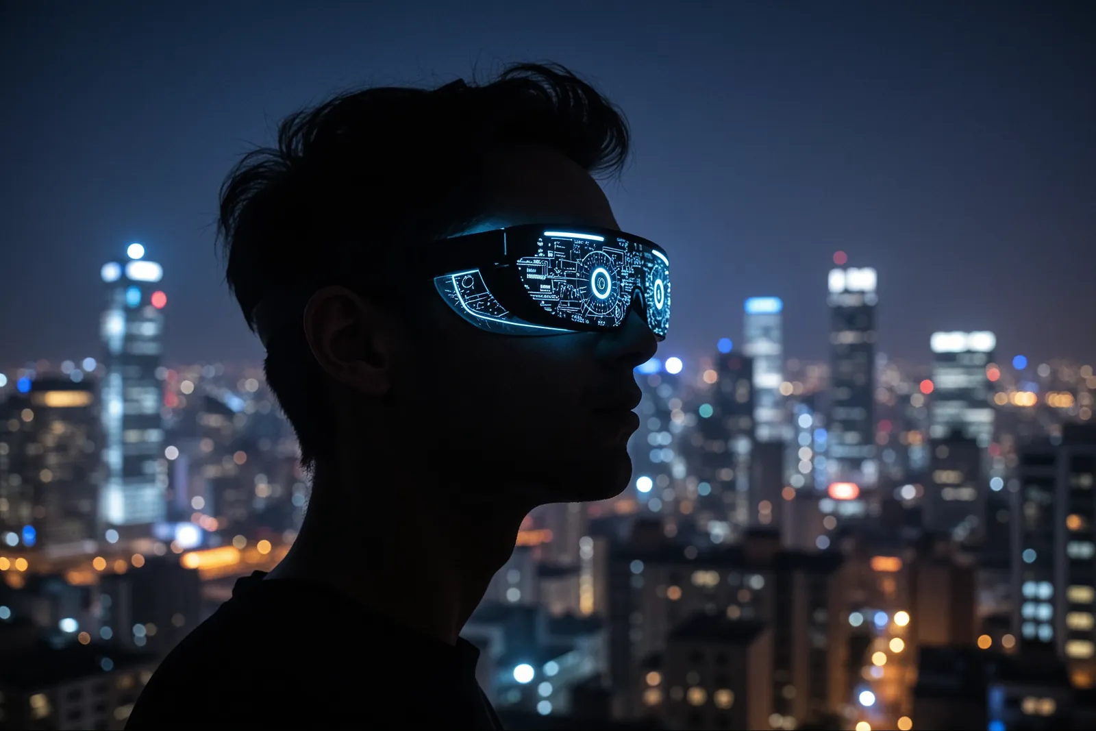 A person wearing smart glasses with an AI interface displayed, illustrating Meta’s Muse integration.
