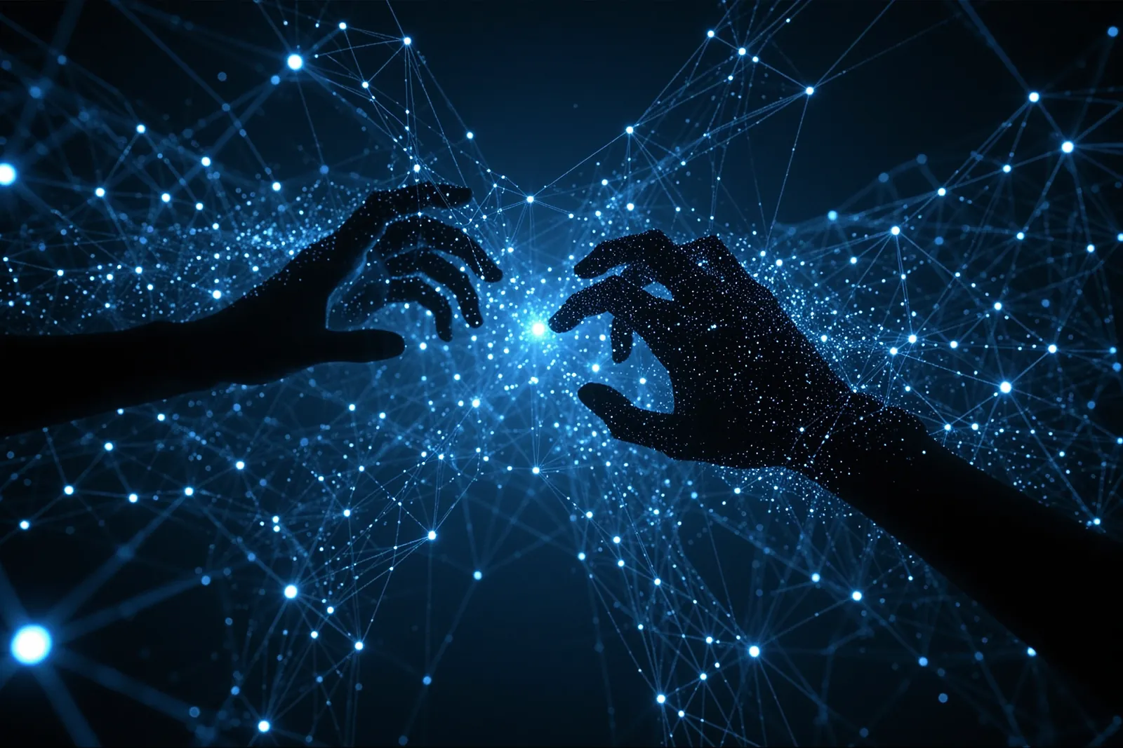A digital illustration of interconnected data nodes and AI agents, representing the Model Context Protocol.
