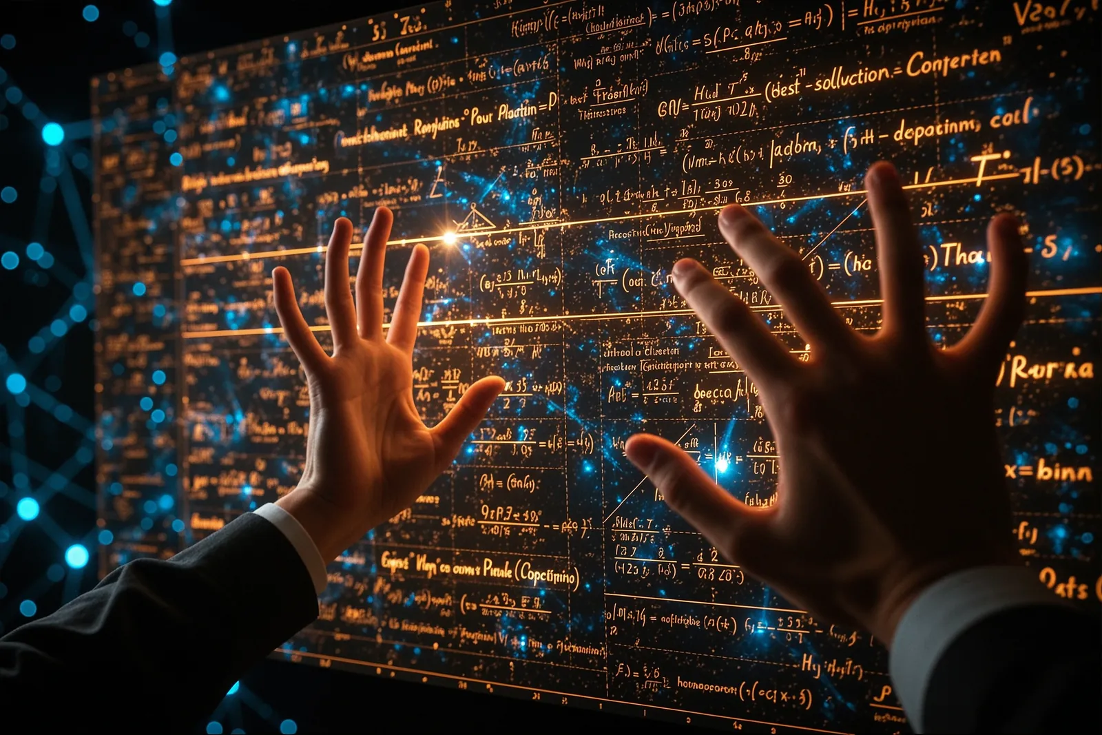 A complex mathematical equation on a blackboard, illustrating OpenAI's breakthroughs in mathematics.