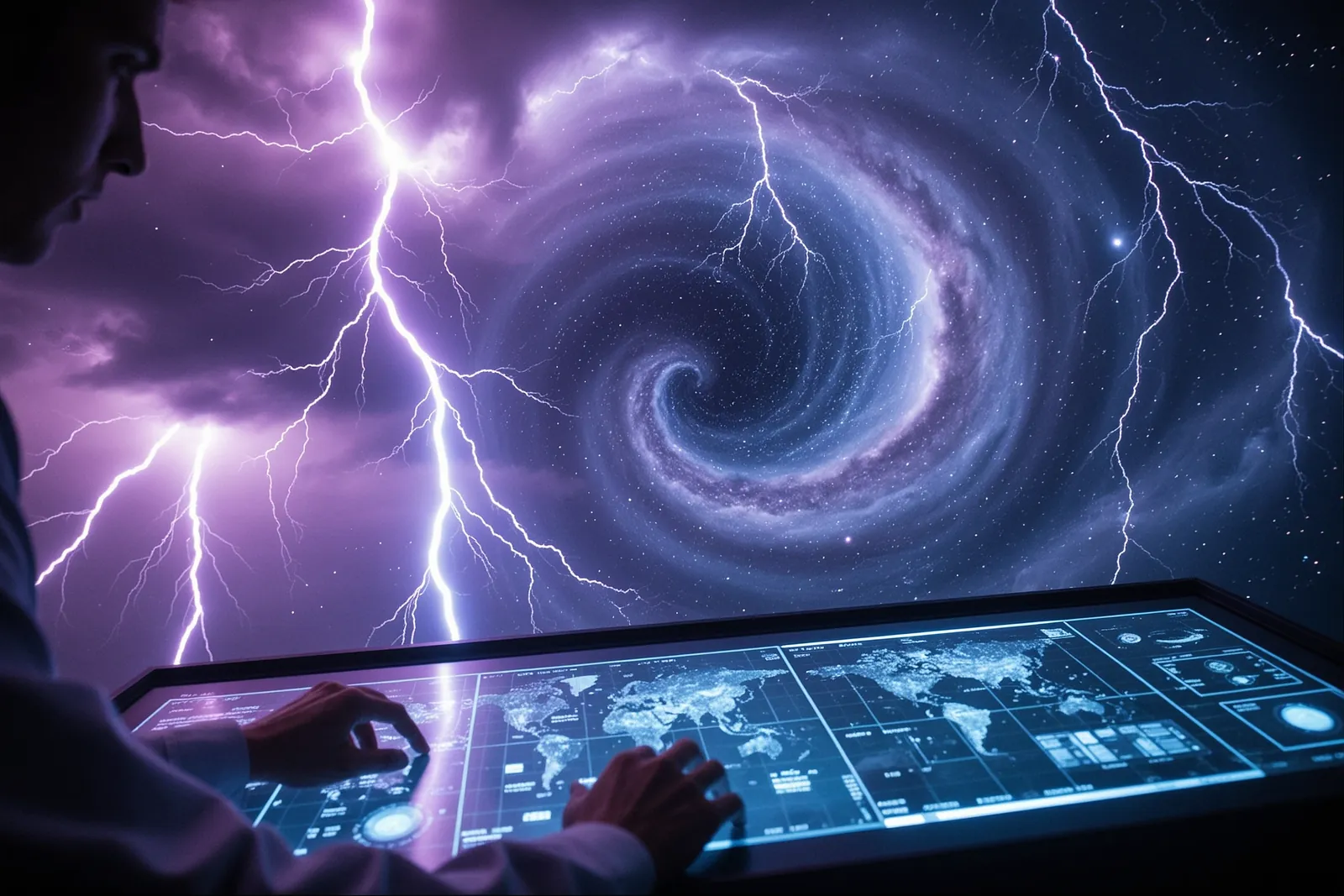 A weather simulation model on a computer screen, illustrating HiRO-ACEv2's extreme weather simulation capabilities.