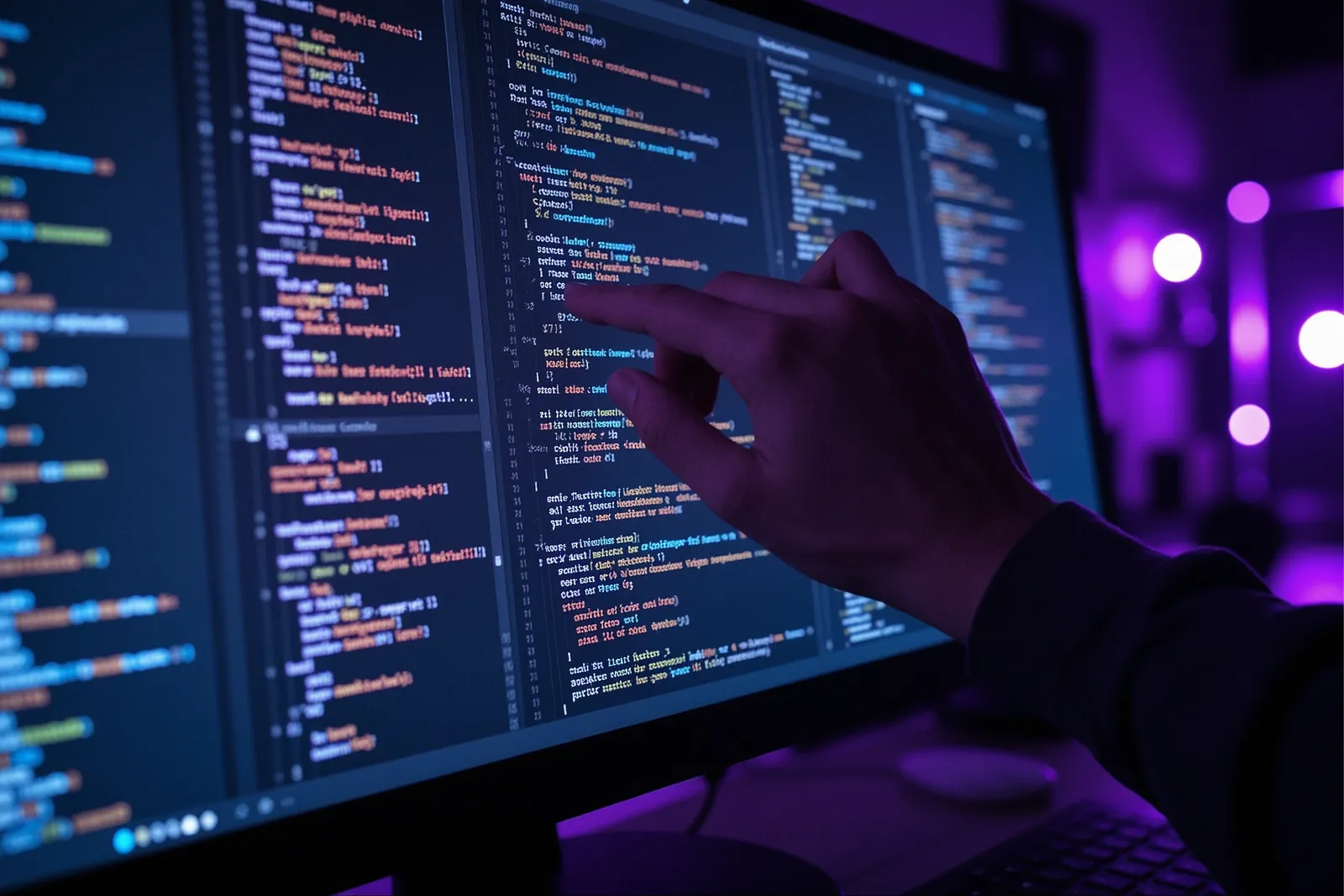A developer reviewing code on a computer screen, illustrating TheCloudlet's method of deleting dead code.