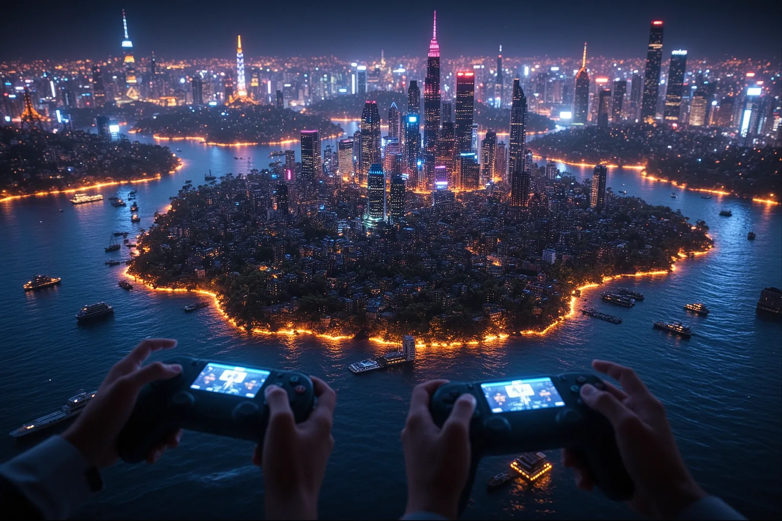 A virtual island with AI agents exploring and playing, illustrating MIT's experiment on AI play.