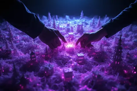 A futuristic city with flying cars and neon lights generated by an AI.