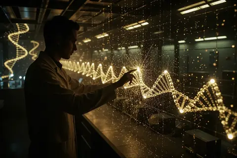 A scientist working at a computer with AI coding agents analyzing genetic data.