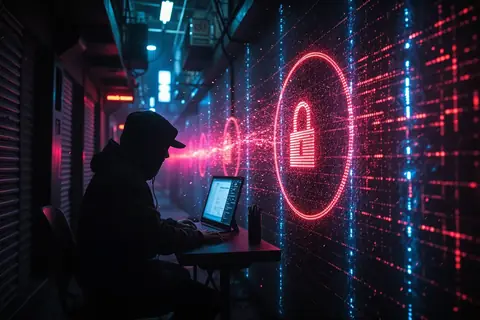 A computer screen displaying a security breach alert.