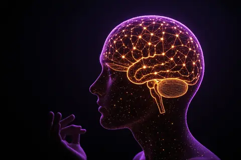 A diagram showing an AI model's thought process with a question mark over its head.