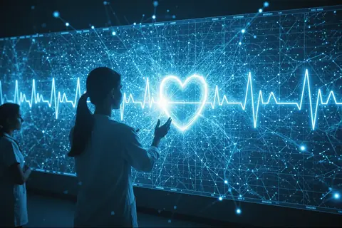 A medical professional analyzing a patient's cardiovascular data on a computer screen.