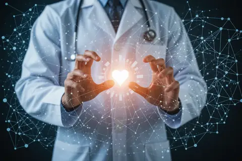 A medical professional reviewing a diagnostic report on a computer screen.