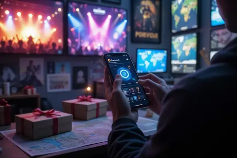 A person using a smartphone to search for concert tickets with Google's AI Mode.
