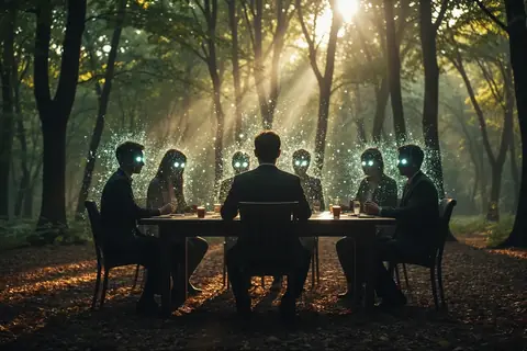 An AI agent playing a social deduction game with human players.