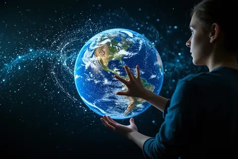 A screenshot of Google Earth with an AI-generated fake image overlay.