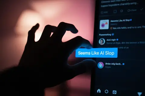 A screenshot of LinkedIn's new 'Seems like AI slop' button interface.