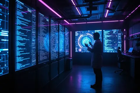 A researcher working on a computer with multiple AI research papers open.