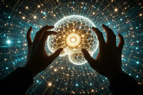 A digital illustration of a shield protecting a network of interconnected nodes.