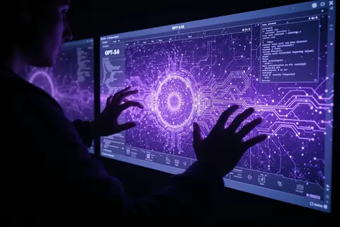 A person typing code on a computer screen with Replit's interface visible.