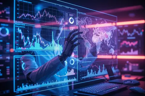 A financial chart with AI-generated insights and data points highlighted.