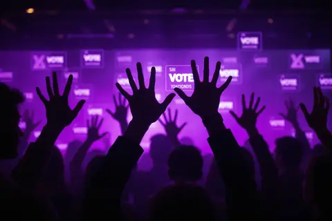 A digital illustration of a voter profile being analyzed by an AI system.