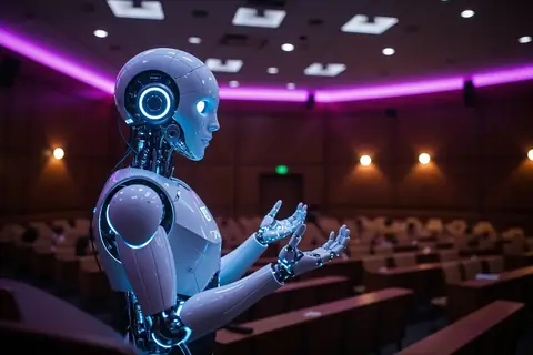 A digital avatar of a Harvard Business School instructor providing feedback to a startup founder.