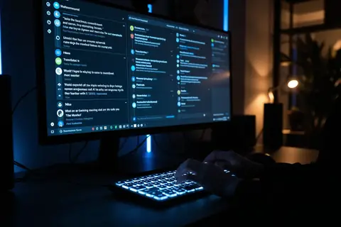 A scientist analyzing data on a computer screen with a thought bubble showing AI models agreeing with incorrect information.