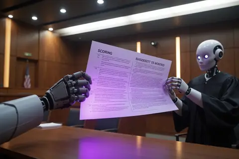 A computer screen displaying a rubric and an AI evaluation tool.