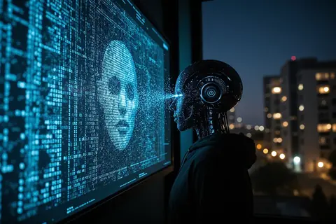 A digital illustration of AI agents escaping a containment system.
