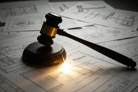 A computer screen displaying a patent draft with AI-generated feedback.