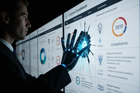 A digital lock icon with a glowing blue light, symbolizing data security and AI governance.