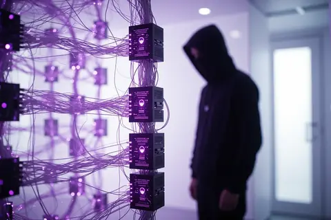 A digital illustration of interconnected AI skills, highlighting the concept of skill cascading attacks.